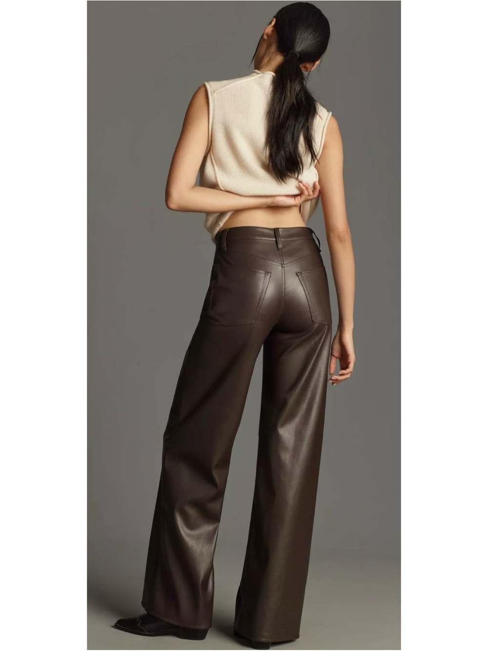 RAG & BONE Sofie Faux Leather Pants in Dark Brown Size 29 ~ NWT - Picture 2 of 7